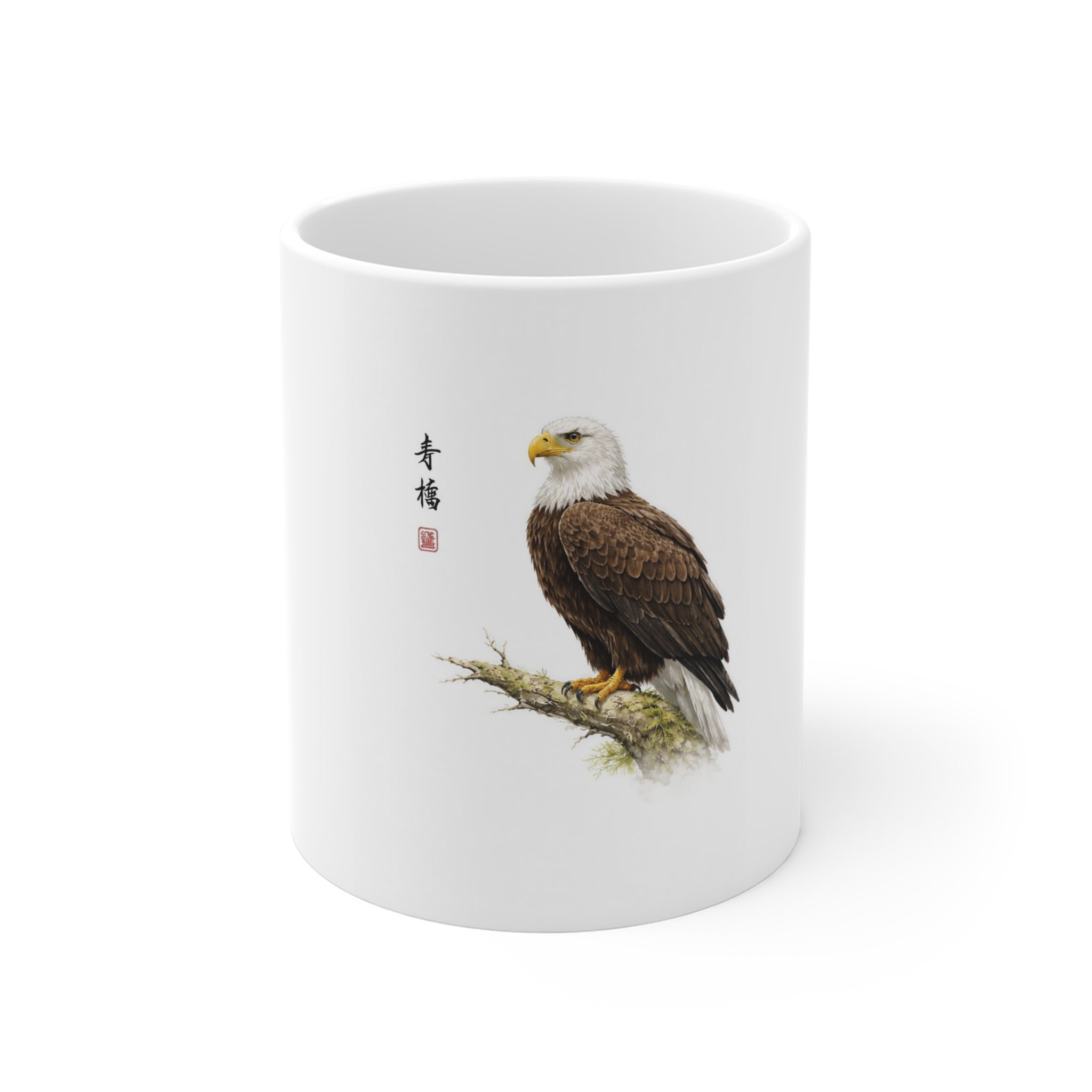 Eagle Art Coffee Mug – Japanese Brush-Style Bald Eagle 11oz