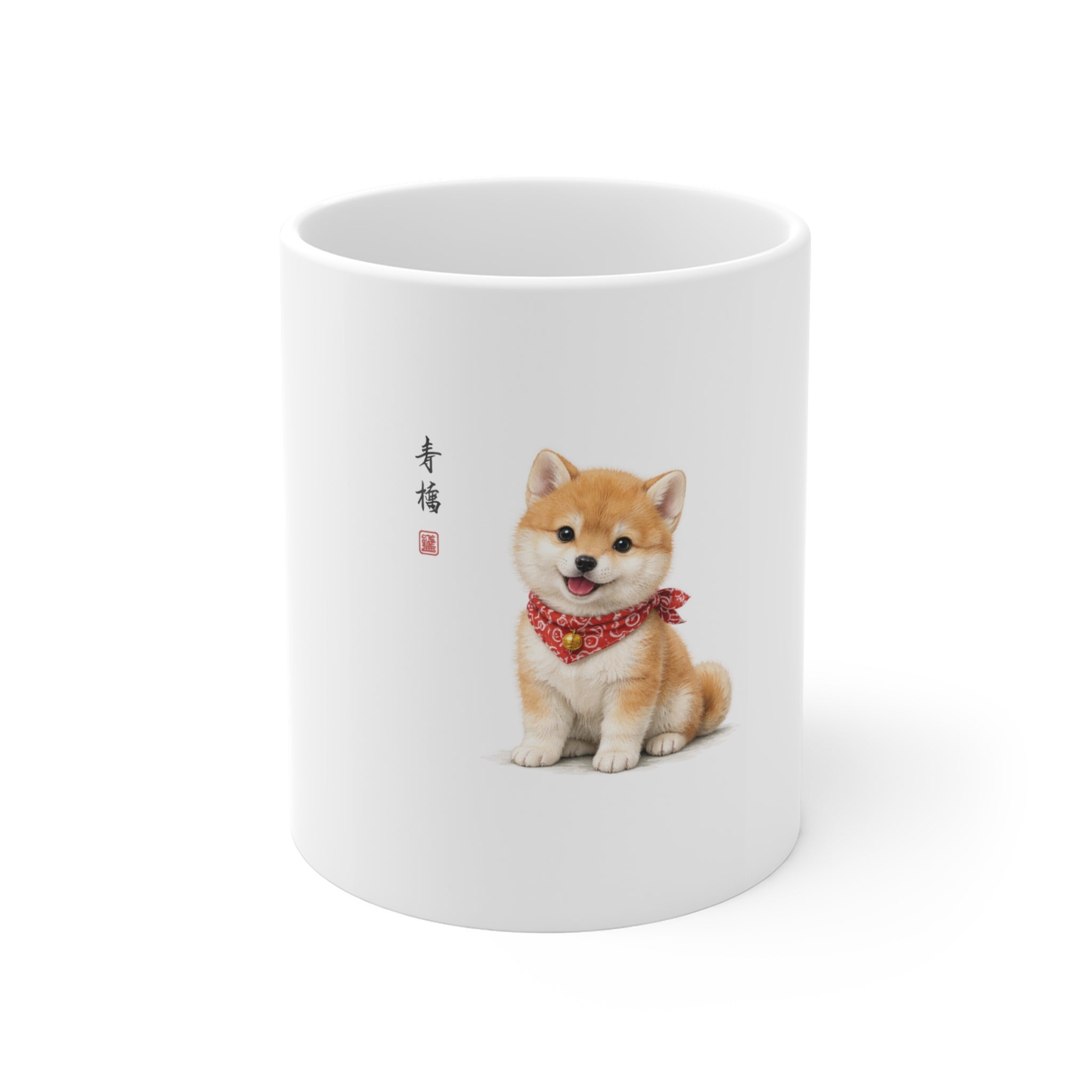 Shiba Inu Puppy Mug — Cute Shiba Dog Coffee Cup with Red Bandana
