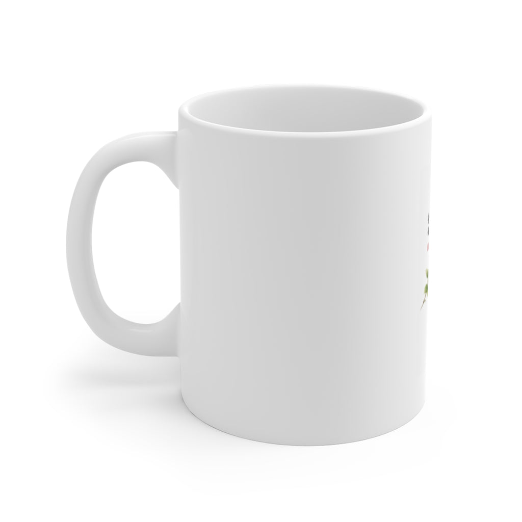 Hummingbird & Hibiscus Ceramic Mug — Delicate Floral Coffee Cup (11oz)